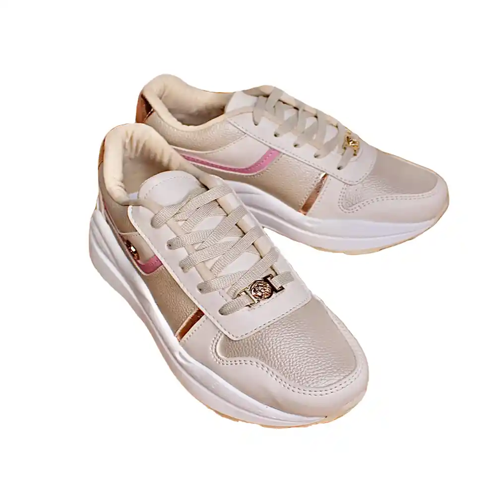 Zapato Dama Calzado Mujer Tenis Casual Karla Chacon Isamar Beige/37