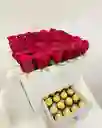 Caja De Rosas Rojas Y Chocolates Ferrero (roja O Blanca)