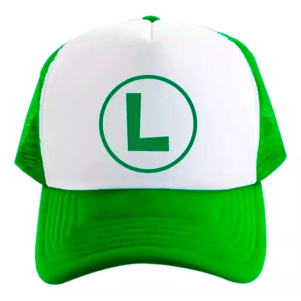 Gorra Camionera Mario Bros Diseños Trucker Verde/blanco Cachucha - Luigi Niños