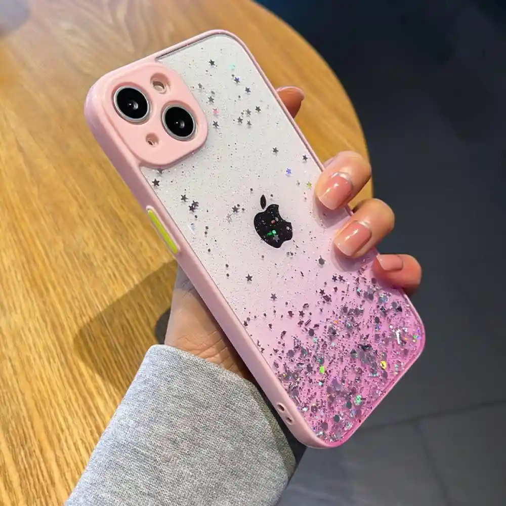 Case, Estuche ,forro Goma Escarchado Rosado