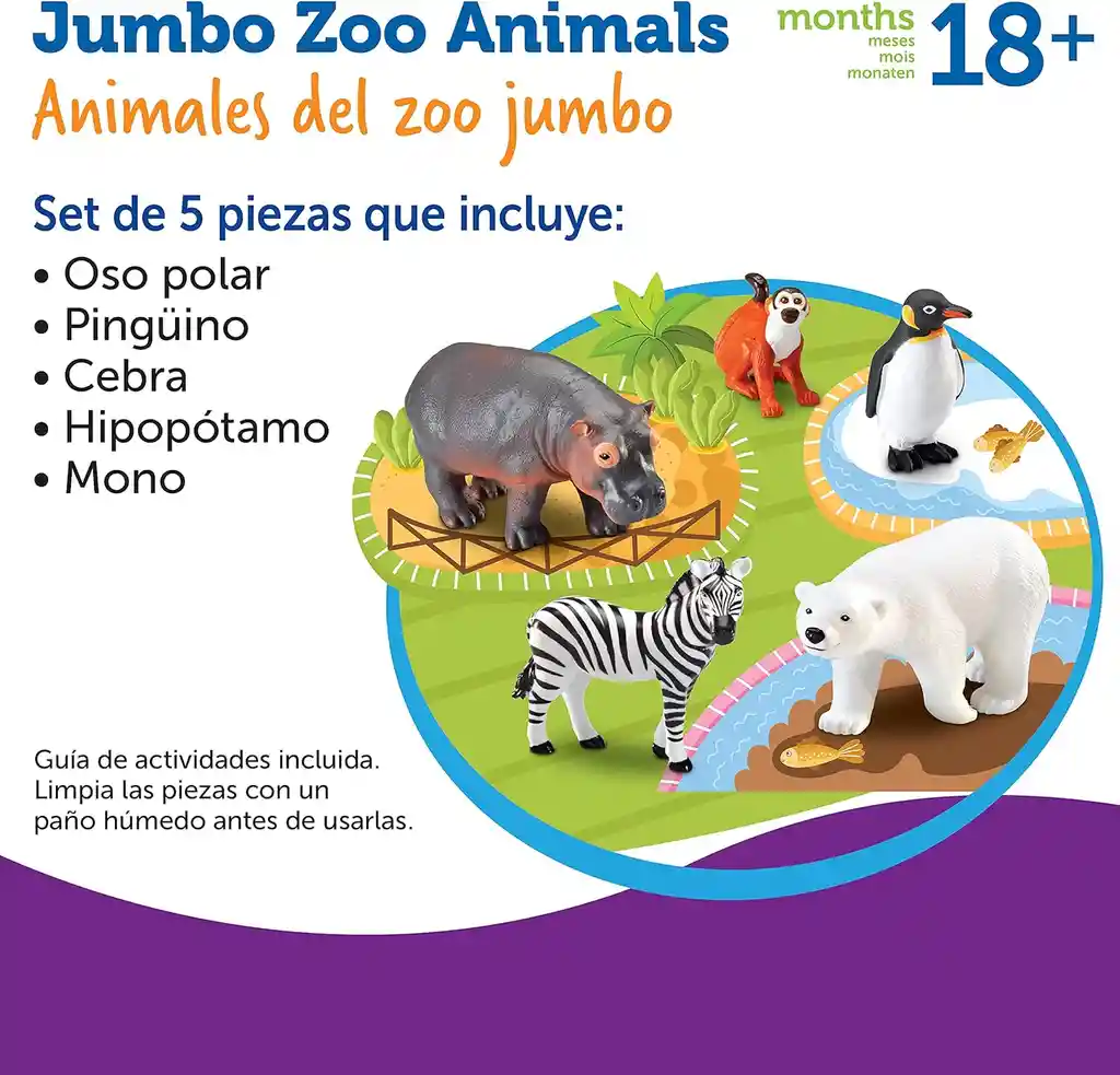 Set Animales Del Zoológico Jumbo Figuras Coleccionables Niño