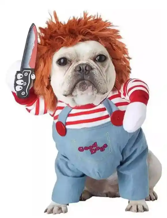 Disfraz Traje Chucky Terror Para Mascota Gato Perro Xs Y S