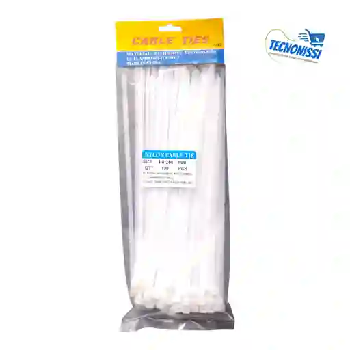 Amarre Blanco/ Correas De Nailon Auto Bloqueantes 25cm X 100