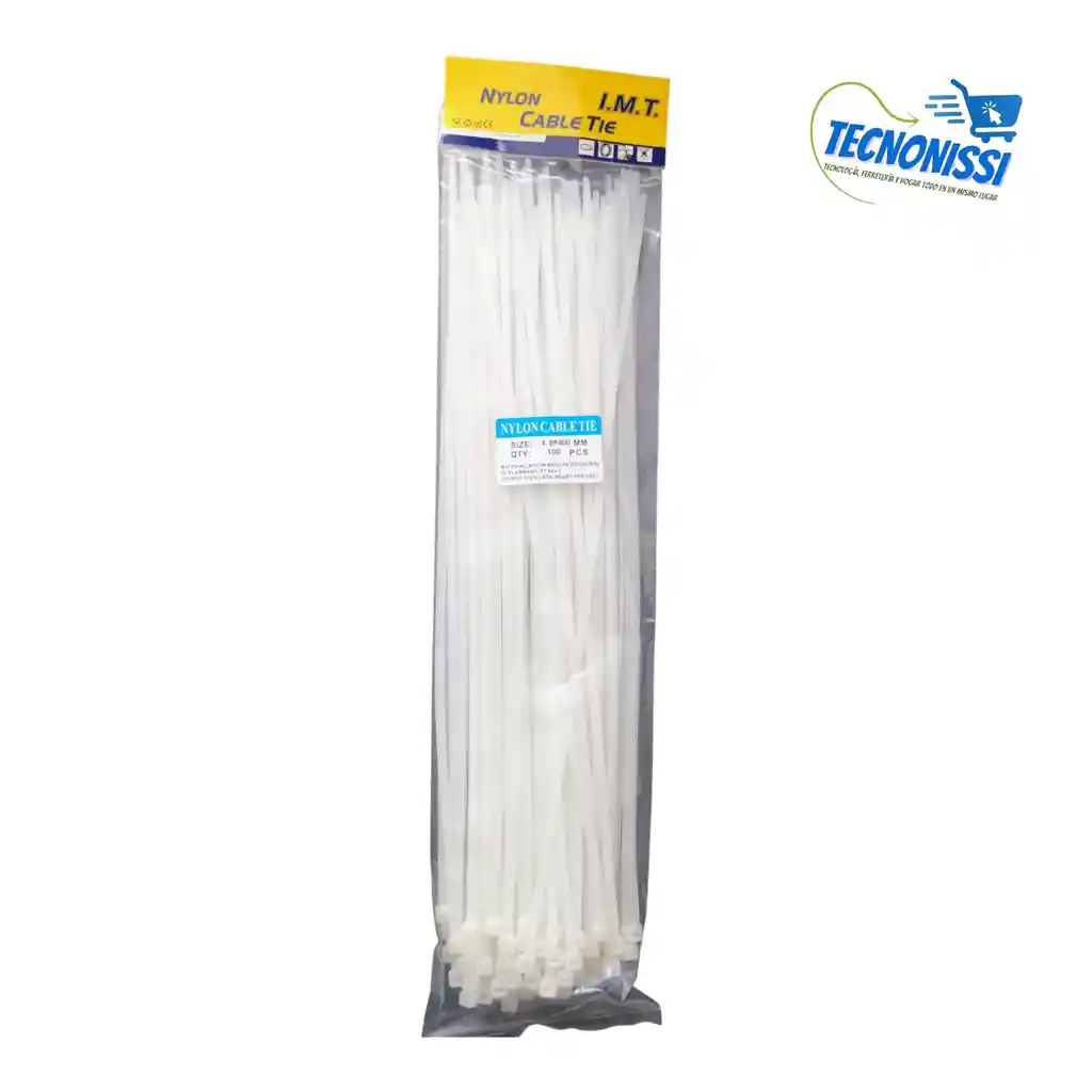 Amarre Blanco/ Correas De Nailon Auto Bloqueantes 40cm X 100