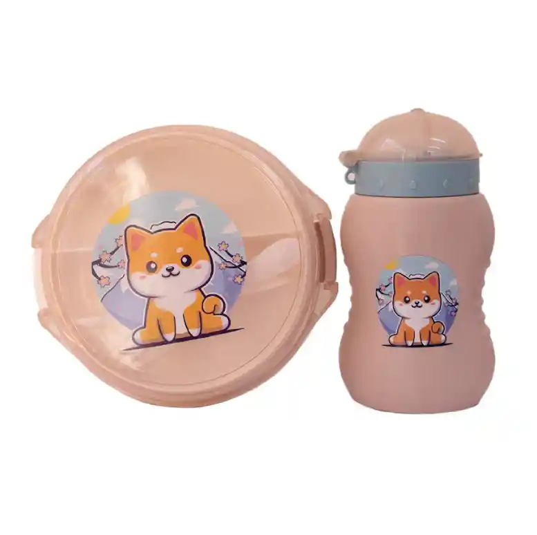 Kit Lonchera Niños Portacomida Cubiertos Vaso Tapa Libre Bpa