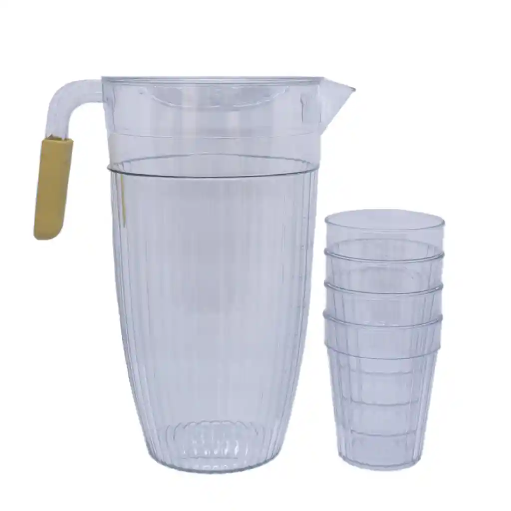 Set Jarra Trasparente Mas Vasos Libre De Bpa