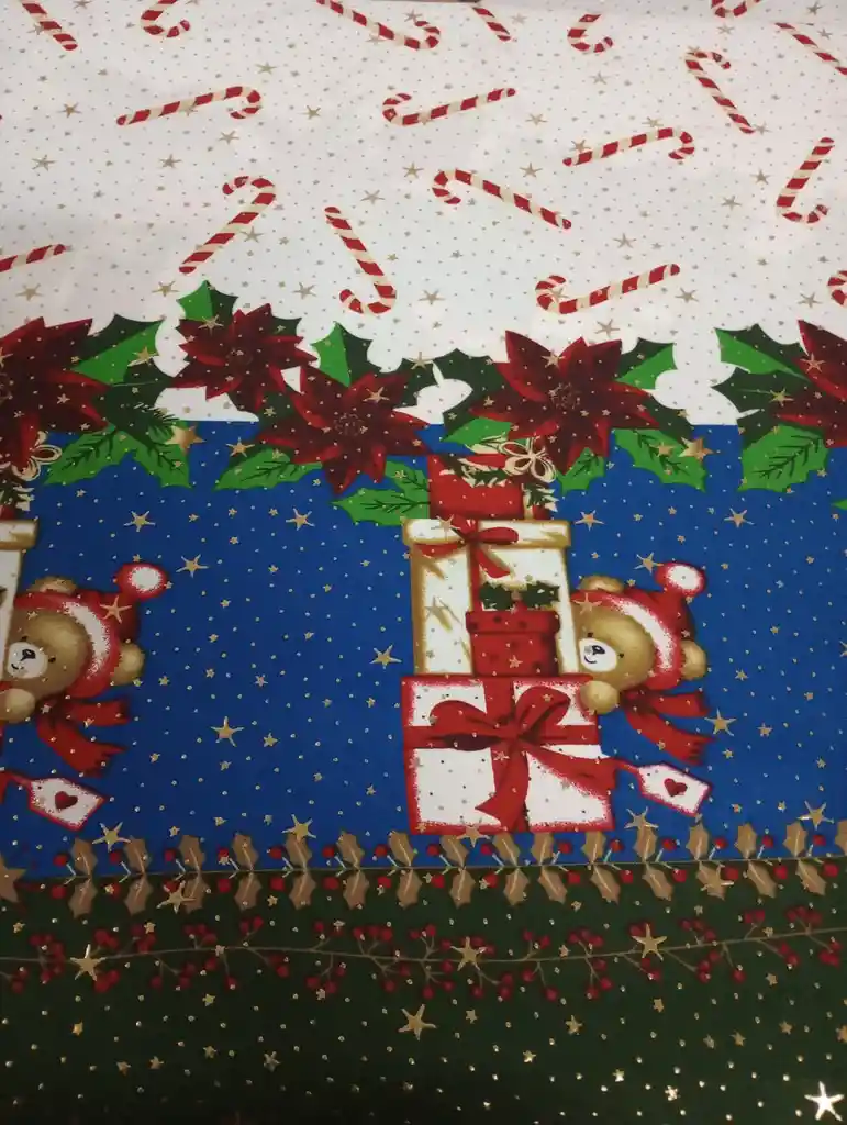 Mantel De Navidad Navideño Figuras Con Relieve Rectangular En Lino - 200cm X 150cm