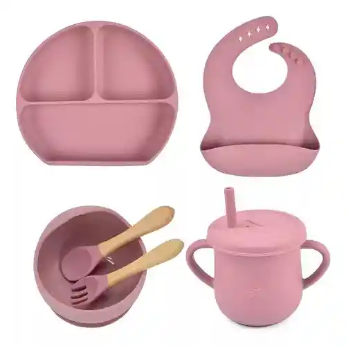 Set Vajilla En Silicona Para Bebés Y Niños 6 Piezas