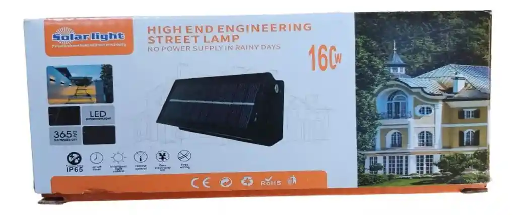 Lampara Solar Exterior 160w 16led Panel Incorporado Plegable