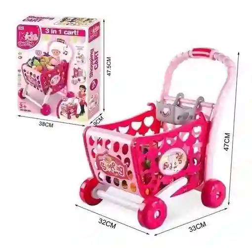 Carrito De Supermercado De Juguete 3 En 1 Para Niños/niñas