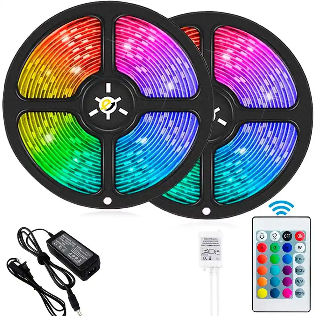 Cinta Luz Led 10 Metros Bluetooth + Control Remoto Rgb 2 Rollos