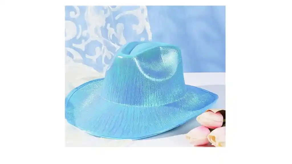 Sombrero Vaquero Metalizado Azul Adulto-fiesta