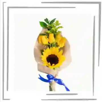 Arreglo Floral, Girasol Y Rosas Amarillas