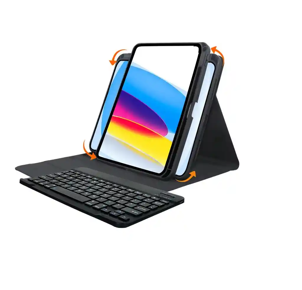 Forro Con Teclado Smart Case Giratorio + Virio Ipad 8 Gen 10.2 Negro