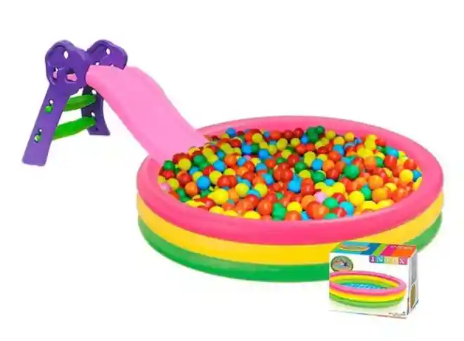 Combo Piscina 86cm + Rodadero + 100 Pelotas