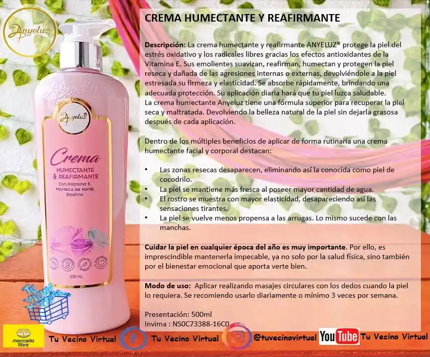 Crema Humectante Y Reafirmante Anyeluz