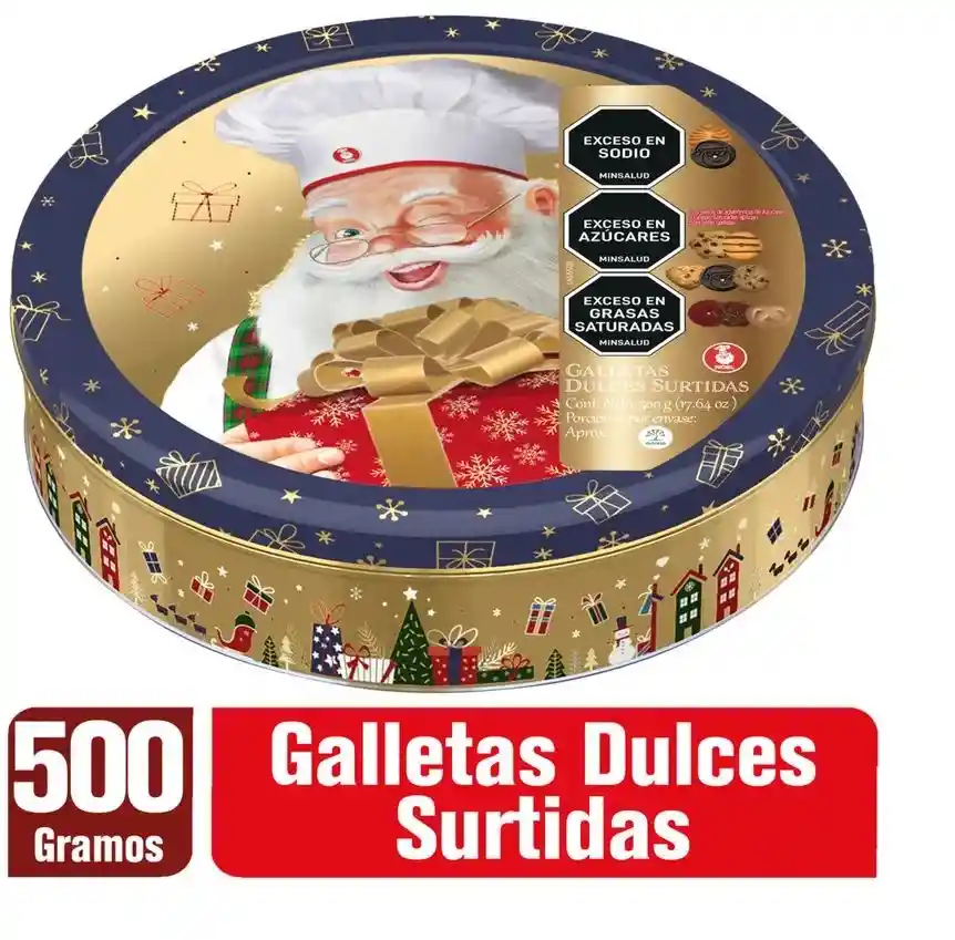 Galletas De Navidad Noel Lata Circular