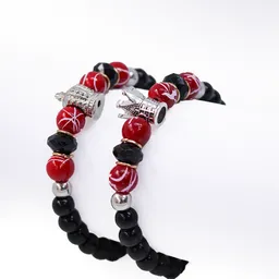 Pulseras Reina Y Rey Set X2 Ajustable Cristal Jaspeado Para Parejas