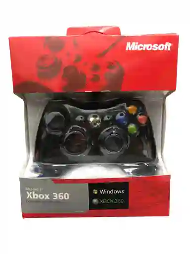 Control Para Xbox 360 De Cable Negro Caja Roja