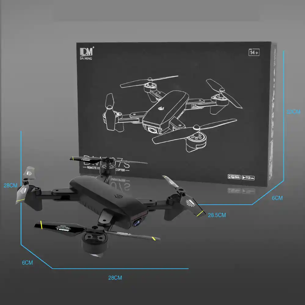 Drone Dm107s Plegable Doble Cámara Wifi Full Hd + 3 Baterías