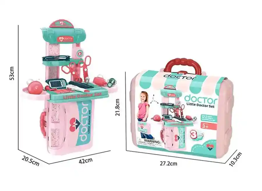 Kit Doctor Maleta Portatil Para Niña 3/1 Juguete 11 Piezas