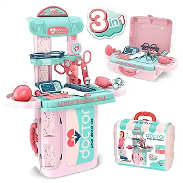 Kit Doctor Maleta Portatil Para Niña 3/1 Juguete 11 Piezas