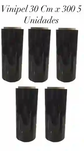 Rollo Stretch Film Vinipel Industrial Negro 30cms X 300mts X5 Unidades