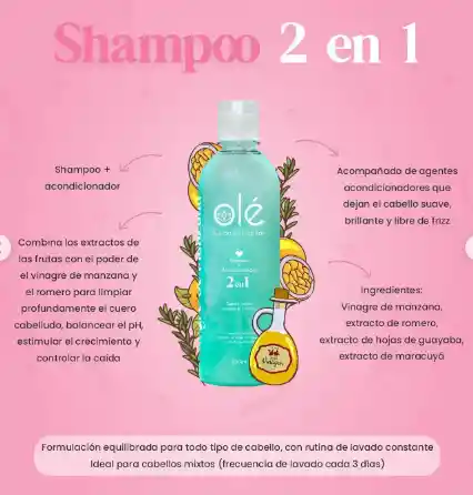 Shampoo 2 En 1 Vinagre De Manzana | Ole Capilar