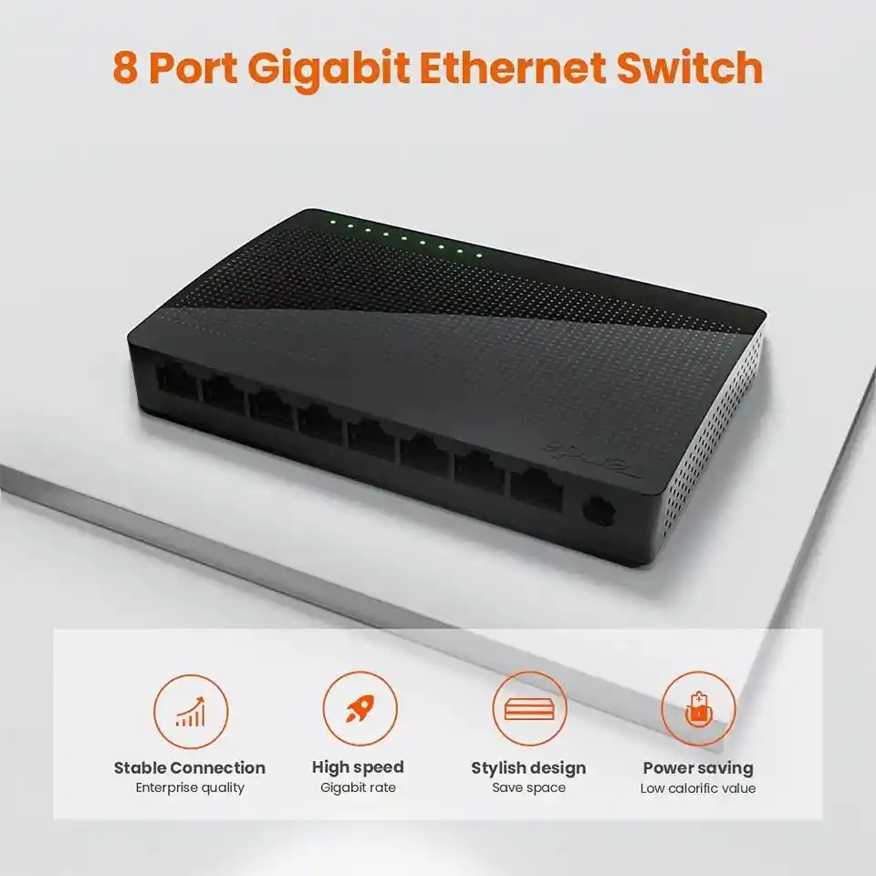 Switch 8 Puertos Giga Tenda/ Multipuertos De Red Gigabit