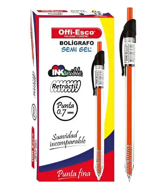 Bolígrafos Offi-esco Retráctil Negro X12 Unidades