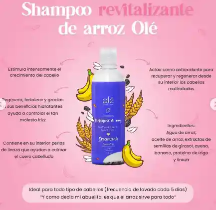 Shampoo Revitalizante De Arroz Y Linaza | Ole Capilar