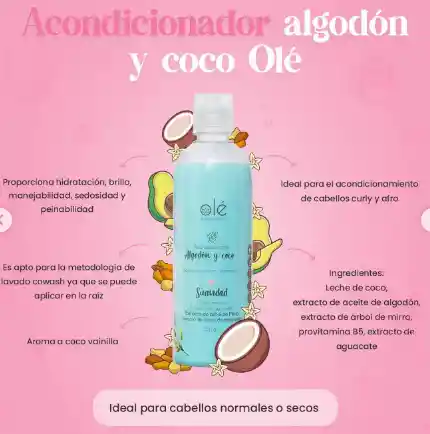 Acondicionador De Algodón Y Coco | Ole Capilar