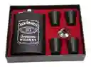 Licorera Whiskera Acero Inox 9oz + 4 Copas Estu Jack Daniels