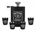 Licorera Whiskera Acero Inox 9oz + 4 Copas Estu Jack Daniels