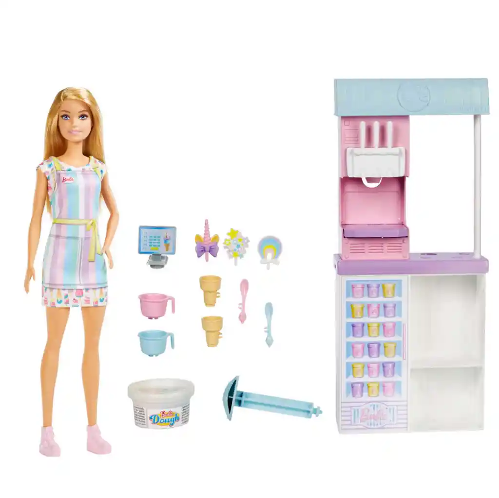 Set De Barbie Careers Heladería Con Muñeca Hcn46