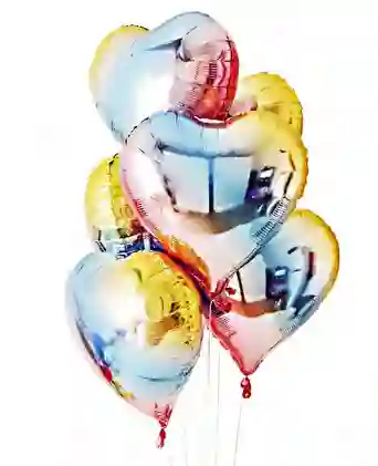 Bouquet Globos Bombas Set X 6 Globos Corazones Tornasol