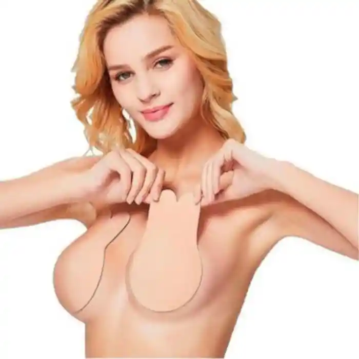 Pezonera Brasier Invisible Levantador Busto Adherible Push Up Color Piel