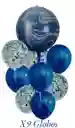 Bouquet X 9 Globos Tonalidad Azul Fashion