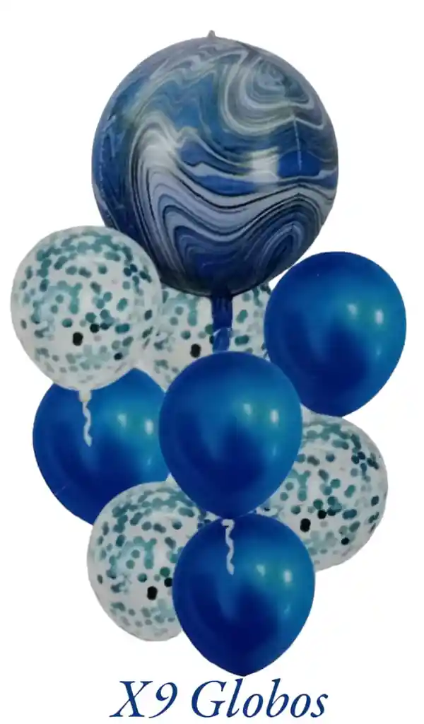 Bouquet X 9 Globos Tonalidad Azul Fashion