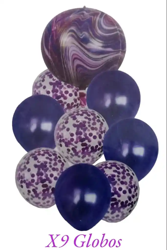 Bouquet X 9 Globos Tonalidad Purpura