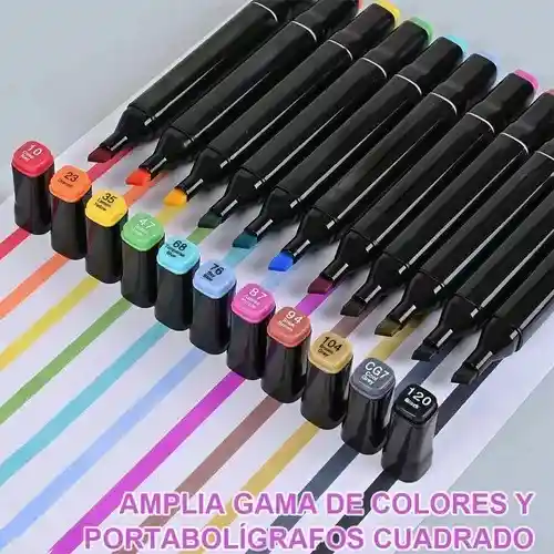 Estuche Con 100 Marcadores Plumones Doble Punta De Colores