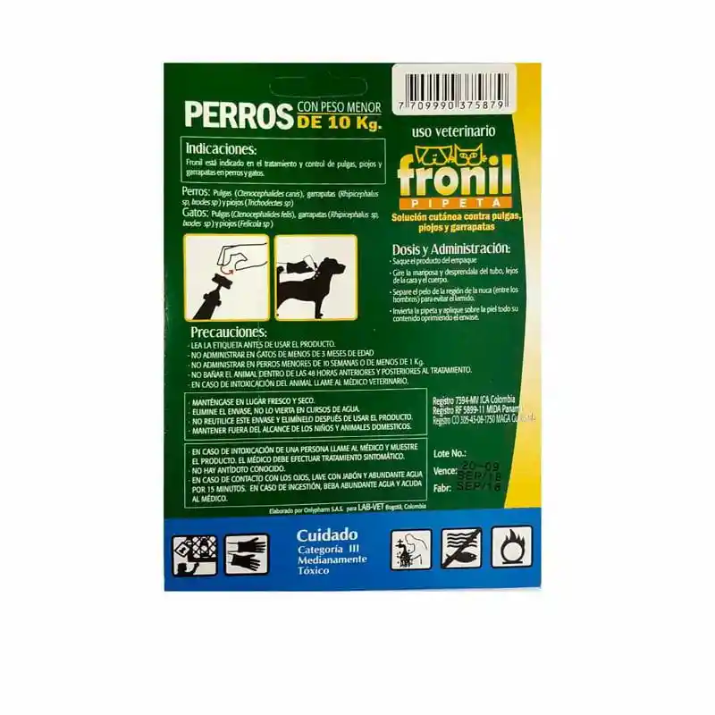 Antipulgas Y Garrapatas Perros Fipronil Pipeta Contra Pulgas Piojos Y Garrapatas Perros Hasta 10 Kg