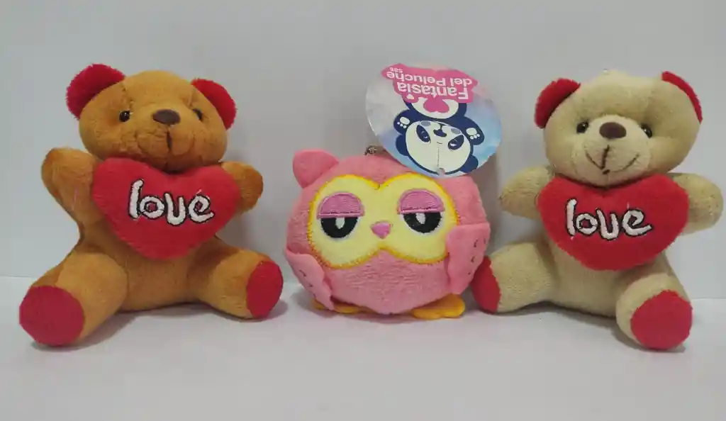 Llavero Peluche Oso Cafe O Beig, Buho Rosa