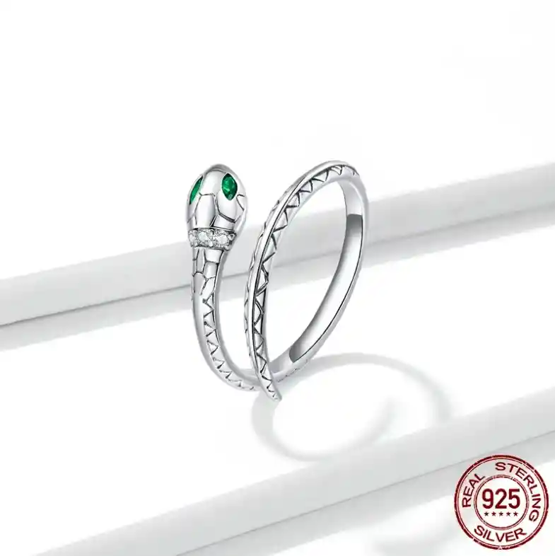 Anillo Para Mujer Serpiente Ajustable Fabricado En Plata 925