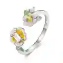 Anillo Para Mujer Ajustable Flores Sol Verano En Plata 925