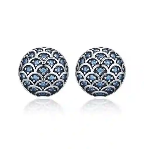 Aretes Topos Con Circones Azules Para Mujer En Plata 925