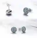 Aretes Topos Con Circones Azules Para Mujer En Plata 925