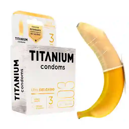 Caja X 3 Condones Titanium Ultra Delgado + Placer Preservativo Latex Condon Protege Vih Sida Gonorrea Sífilis Clamidia Hepatitis Alta Calidad.