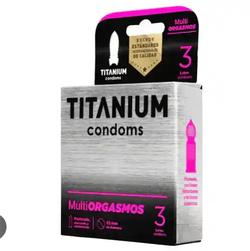 Caja X 3 Condones Titanium Multiorgasmos Preservativo Latex Condon Protege Vih Sida Gonorrea Sífilis Clamidia Hepatitis Alta Calidad.