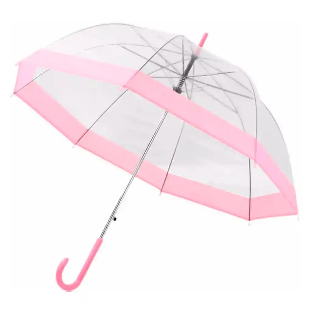 Kit Sombrilla Paraguas Transparente + Capa Carpa Lluvia Adulto Rosa Hongo